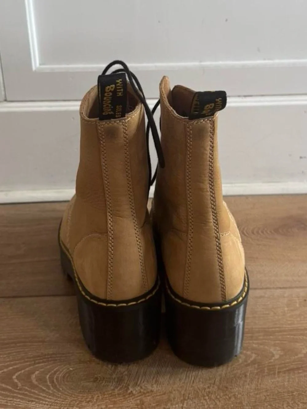 Dr. Martens Lace-Up Chunky Tan Leather Leona Boots